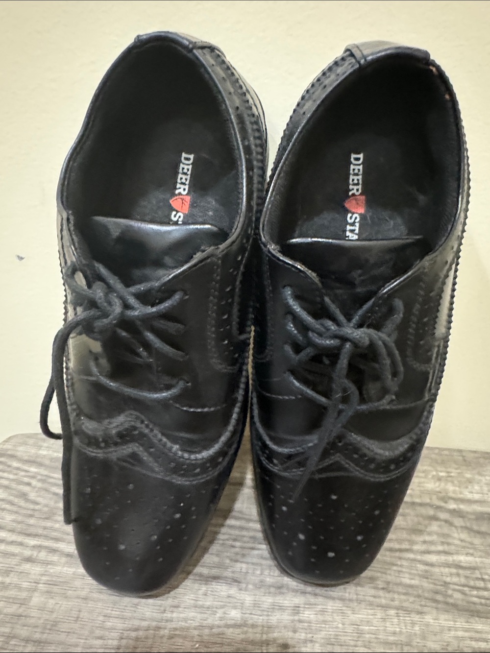 Deer Stags Black Boys Wingtip Derby Oxfords
